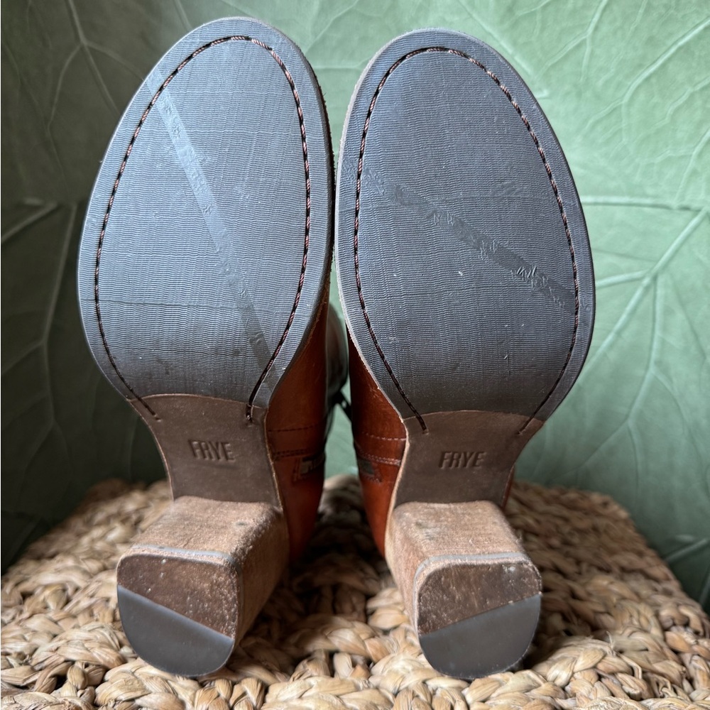 Frye Brown Ankle Boots Size 6.5 Addie Double Zip Cognac - Picture 5 of 8